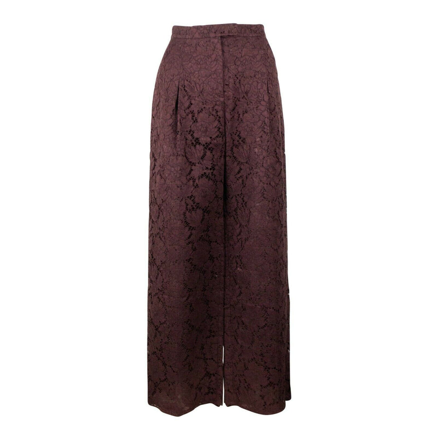 Lace Wide Leg Pants - Burgundy