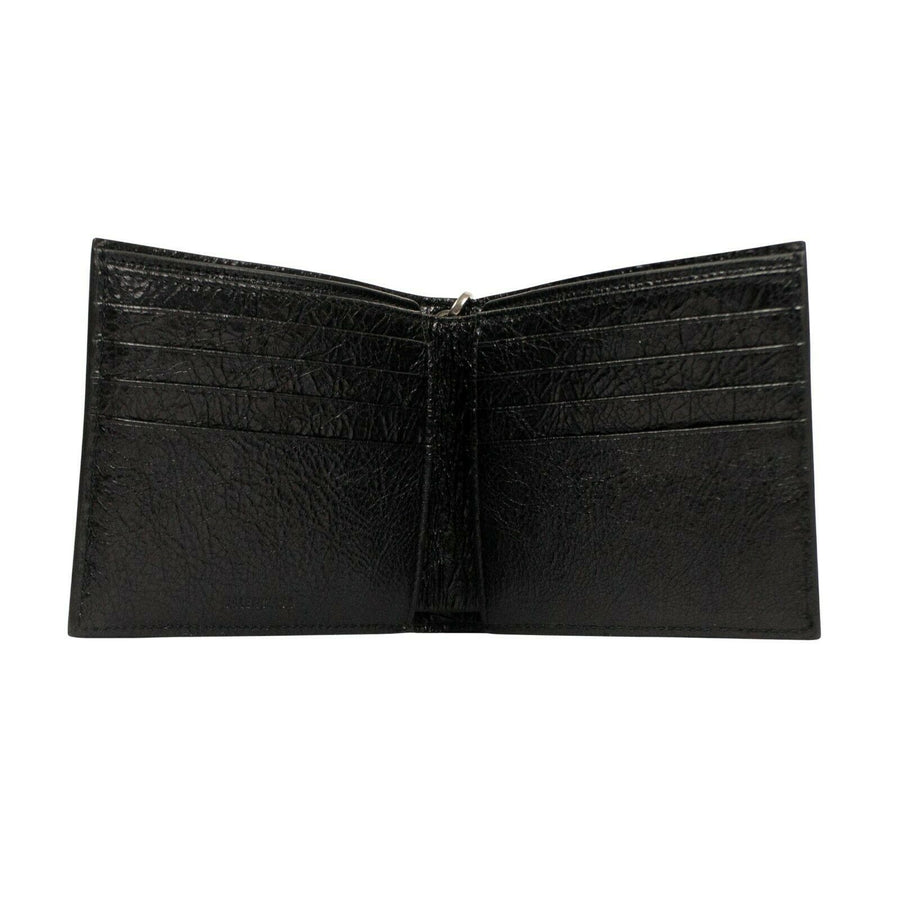 Leather Chain Strap 'Explorer' Square Bi-Fold Wallet - Black