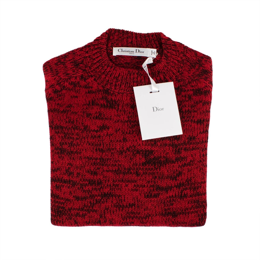 Cashmere J'ADIOR 8 Marled Knit Crewneck Sweater - Red / Black