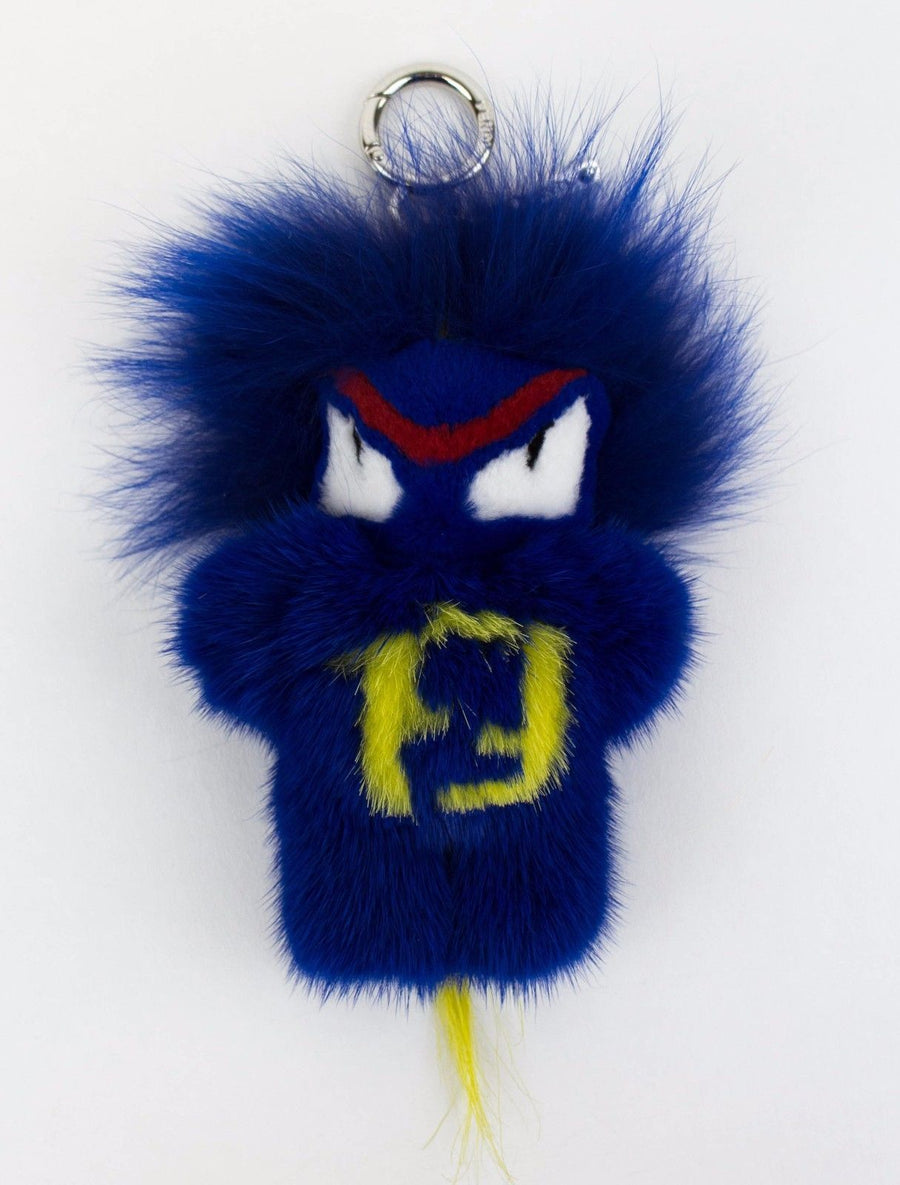 Mink and Goat Fur Fendirumi Micro Monster Key Charm - Blue