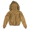 Cotton Faux Fur Hood Bomber Jacket - Natural Brown