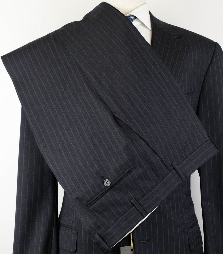 Drop 7 Striped Wool Slim/Trim Fit 2 Button Suit - Gray