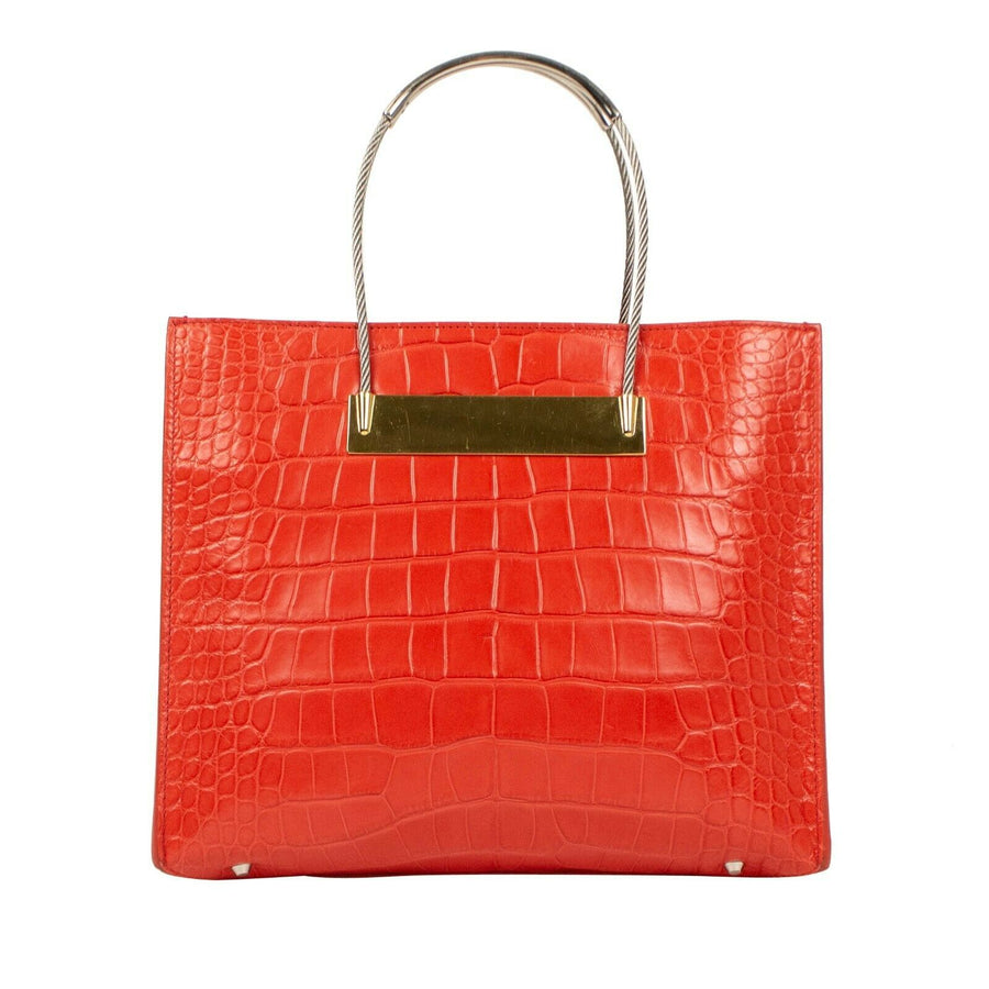 Small Crocodile Cable Shopper Tote - Coral