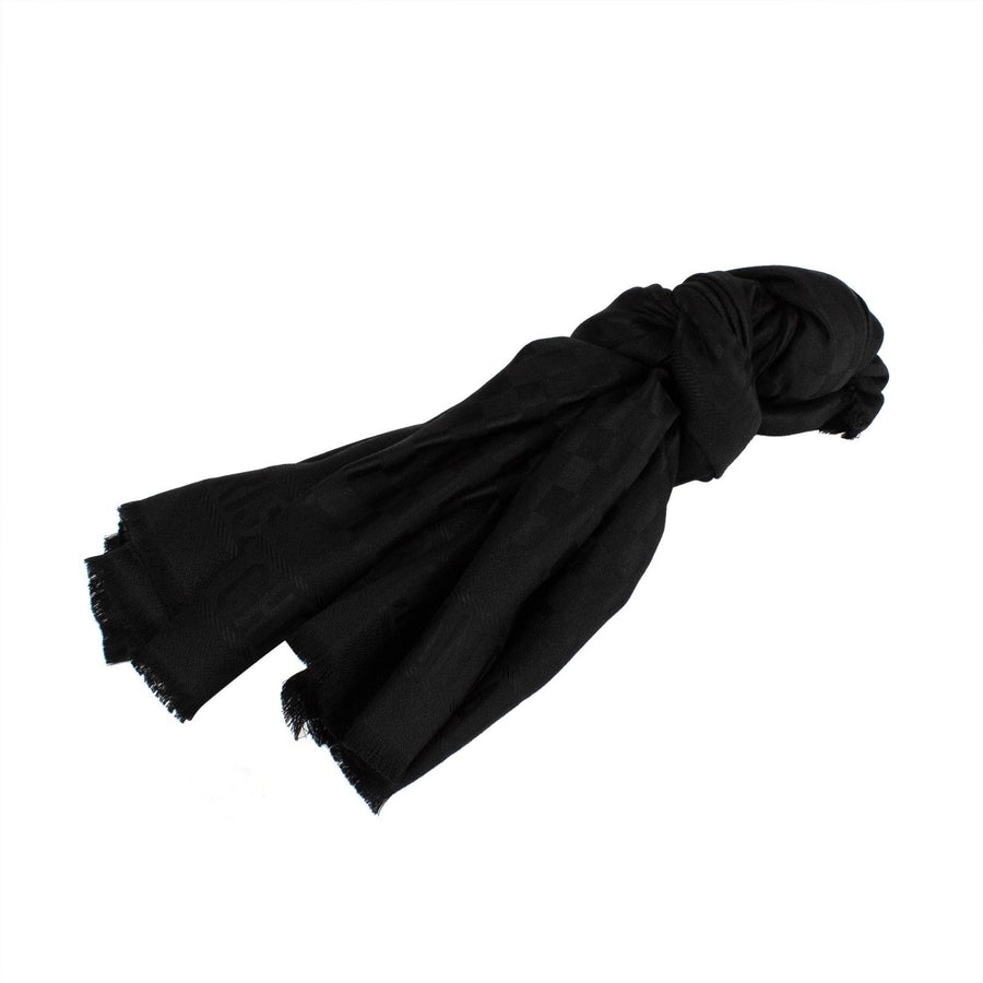 D-Check Silk-Wool Scarf - Black