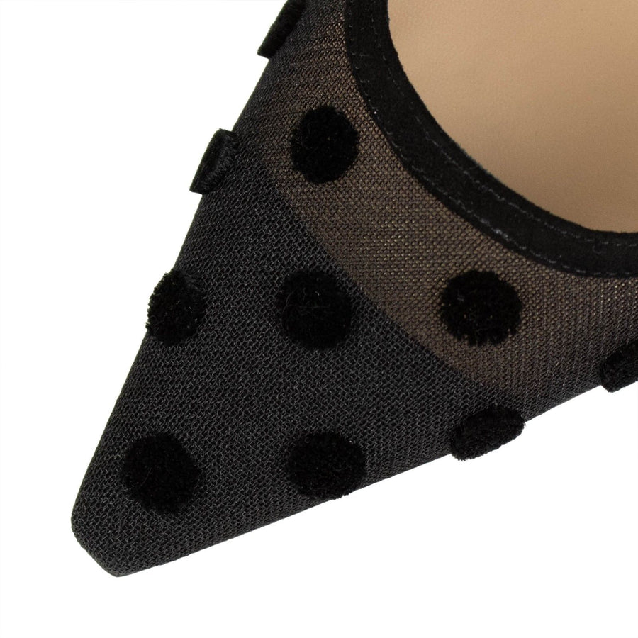 J'ADIOR Velvet Polka Dot Slingback Pumps - Black