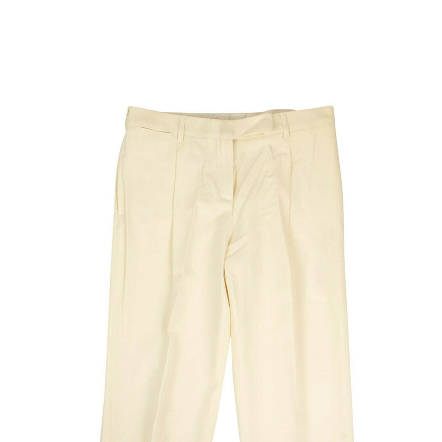 Pleated Front Wool Blend Pants - Cream