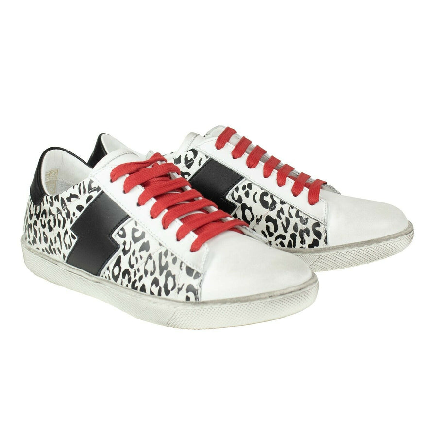 Viper Snow Leopard Leather Sneakers - White / Black