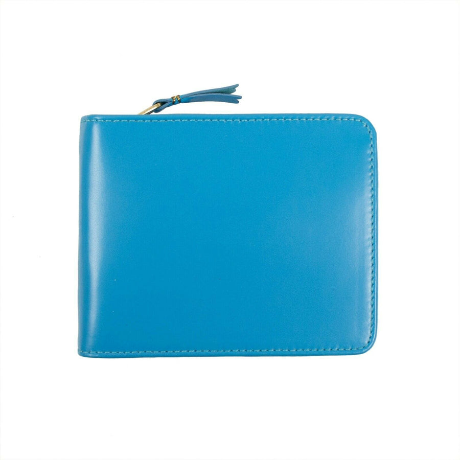 Leather Cardholder Zip Around Wallet - Blue