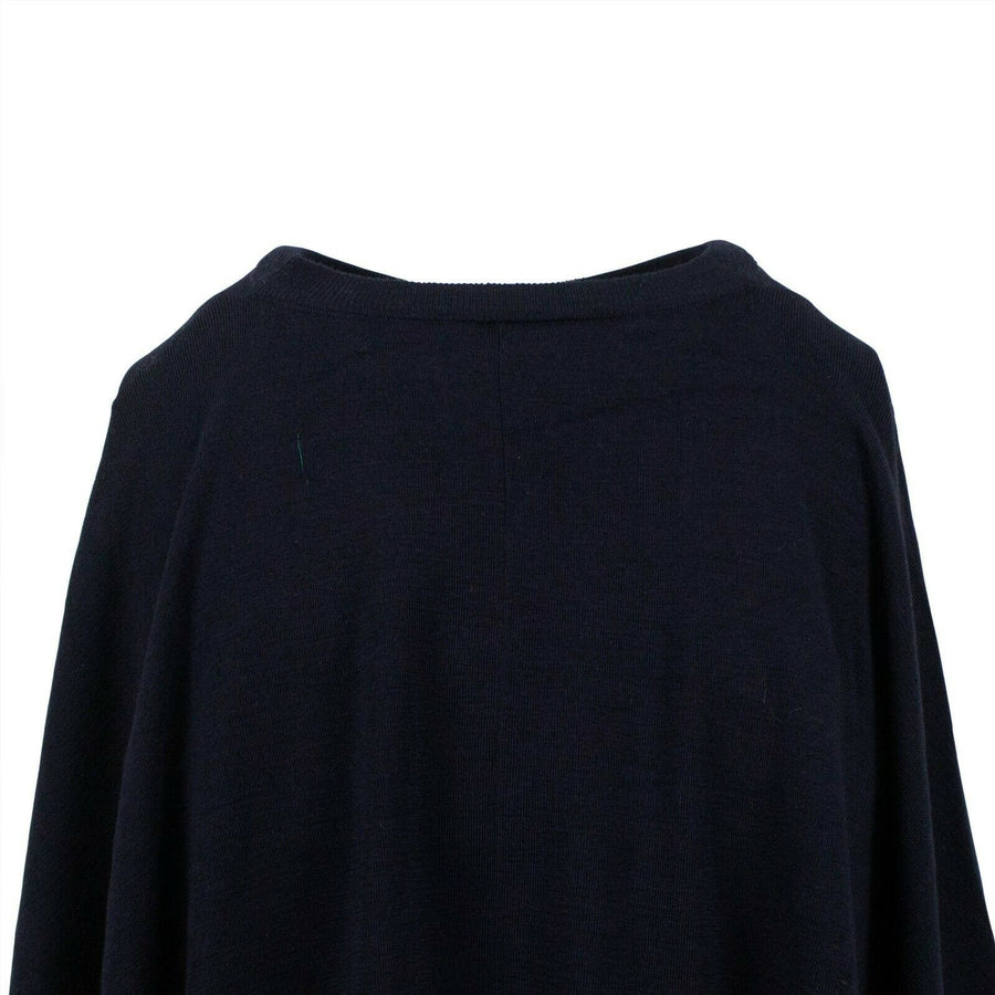 Knit  With Lace Detail Cape Top - Navy