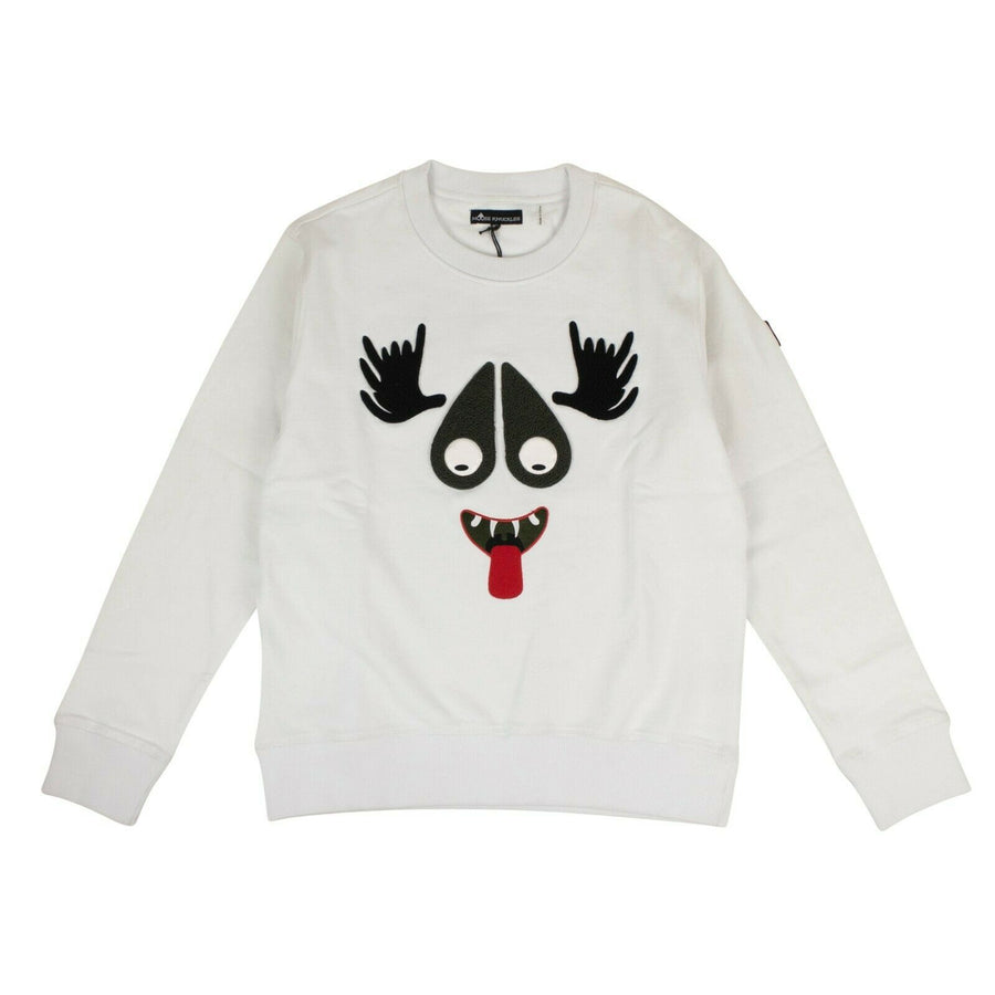 Men's Cotton 'Moose Haha' Pull-Over Sweater -White