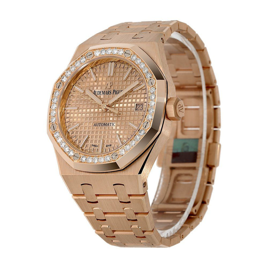 Audemars Piguet Royal Oak, Rose Gold Diamond Bezel 37MM Watch 15451OR.ZZ.1256OR.03