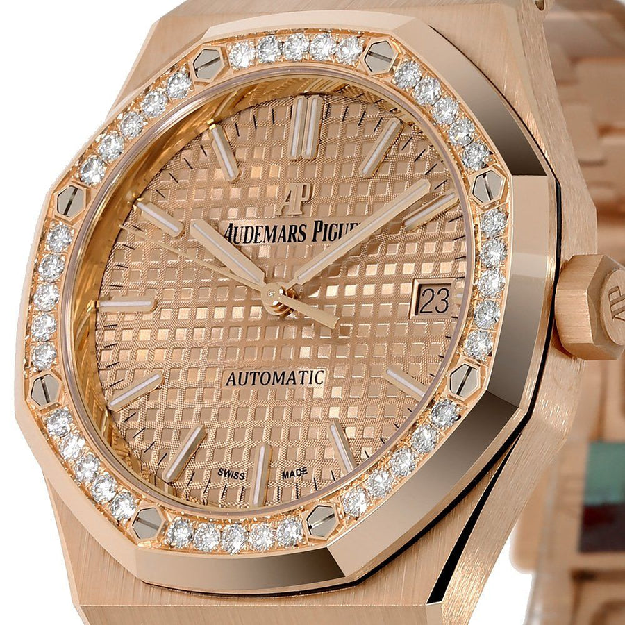 Audemars Piguet Royal Oak, Rose Gold Diamond Bezel 37MM Watch 15451OR.ZZ.1256OR.03