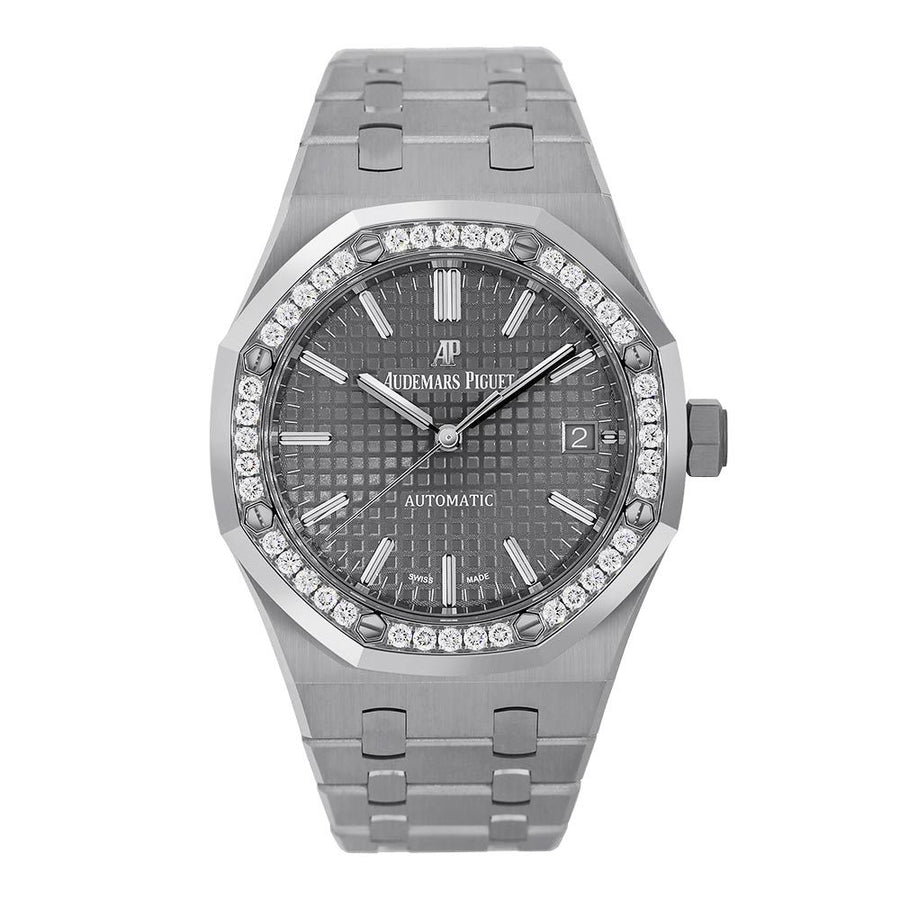 Audemars Piguet Ladies Royal Oak, Steel Gem Bezel 37MM Watch 15451ST.ZZ.1256ST.02