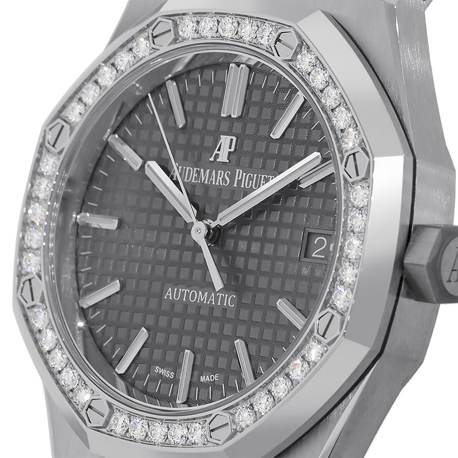 Audemars Piguet Ladies Royal Oak, Steel Gem Bezel 37MM Watch 15451ST.ZZ.1256ST.02