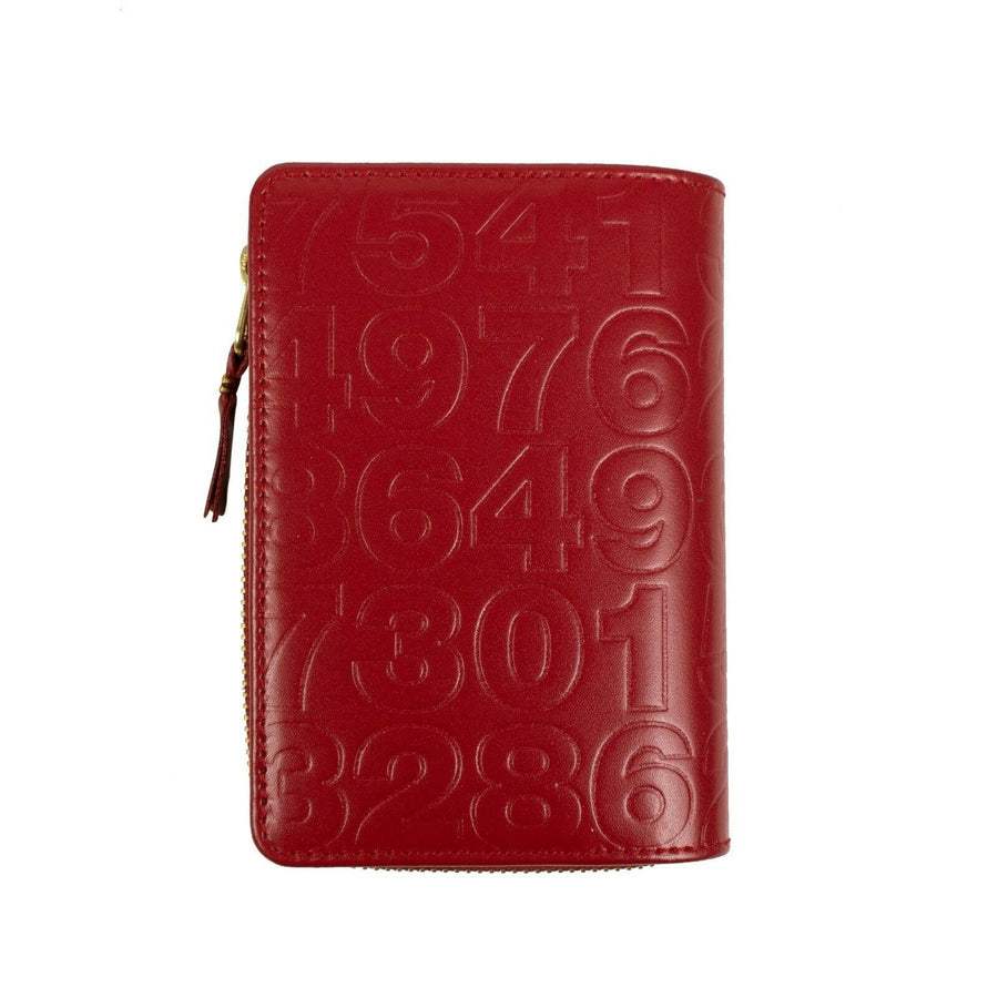 Leather Number Embossed Wallet - Red