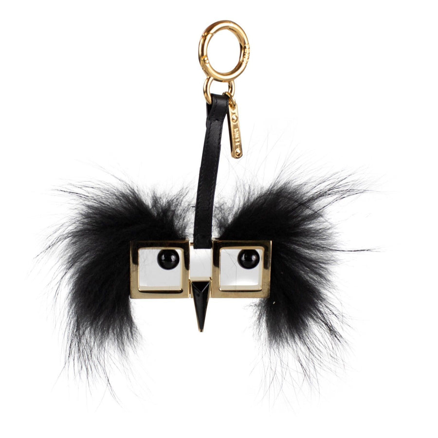 Witches Hypnoeyes Metal & Fox Fur Charm - Black / Gold