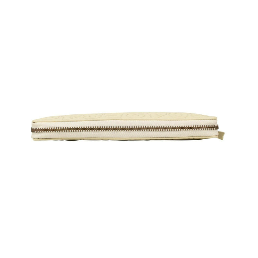 Leather Number Embossed Wallet - Cream