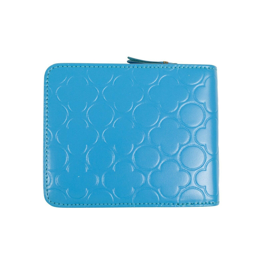 Leather Clover Cardholder Zip Around Wallet - Blue