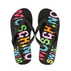 Women's Printed Swim Logo Flip Flops - Black