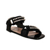 Women's Gucci Crystal Embellished Velcro Sandals - Black