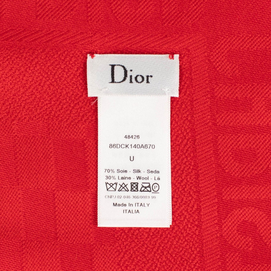 D-Check Silk-Wool Scarf - Red