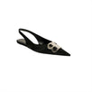 BB Satin Slingback Ballerina Flats -Black