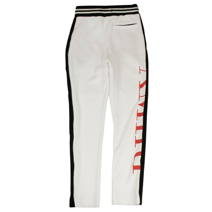 Stripe Logo Cotton Sweatpants - White / Black