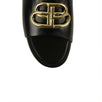 Leather Oval 'BB' Mule Sandal - Black