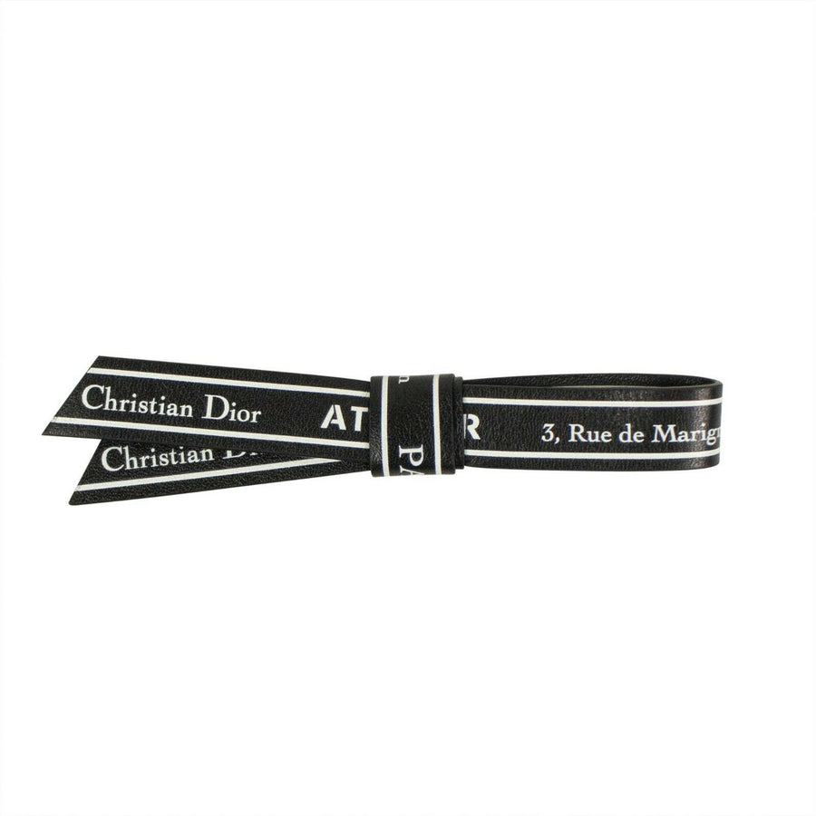 CHRISTIAN DIOR HOMME Leather Logo Bow Brooch -  Black And White