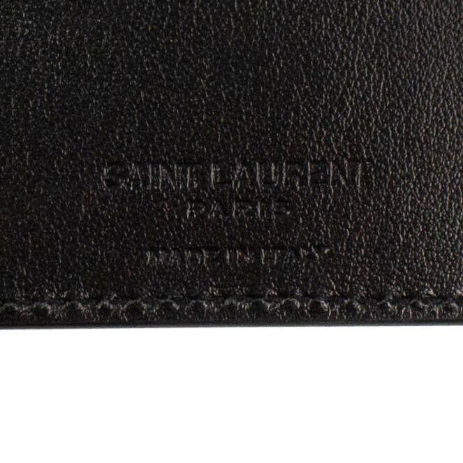 Embroidered Leather Bi-Fold Wallet - Black