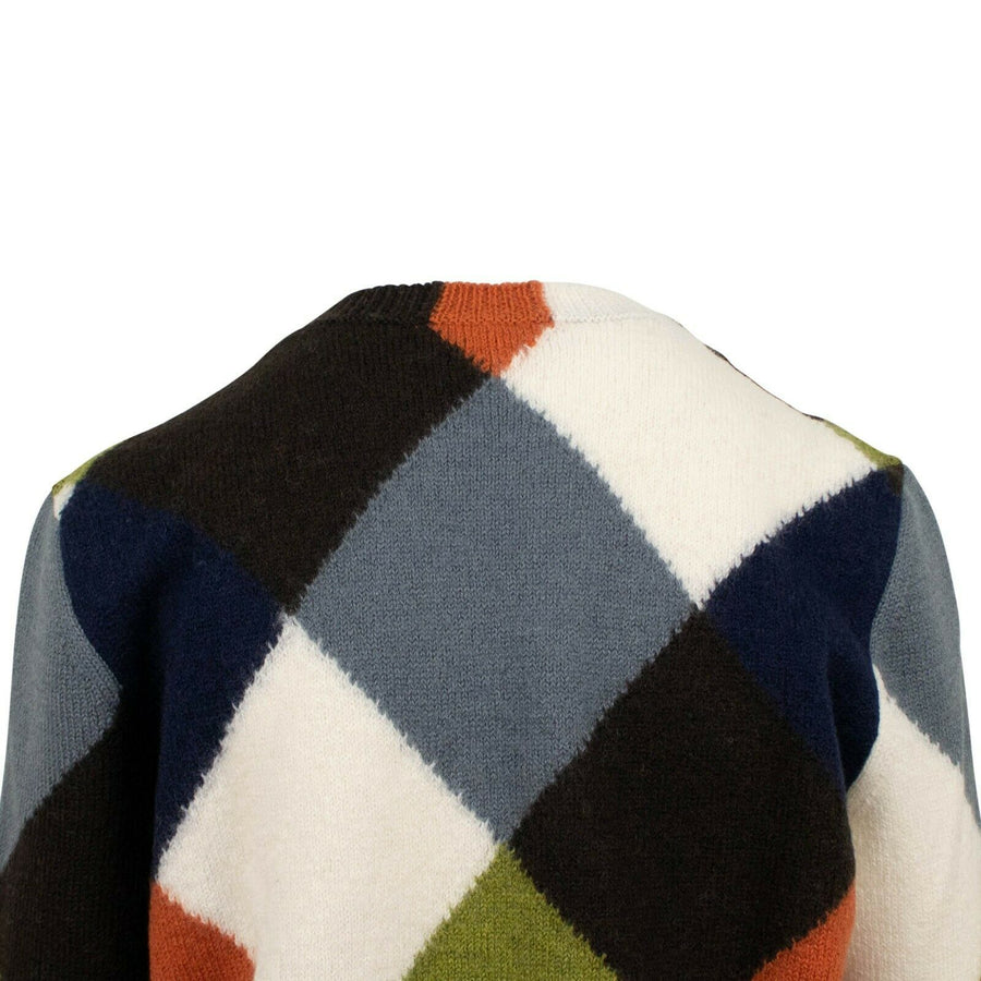 Checkered Wool Sweater Top - Multi