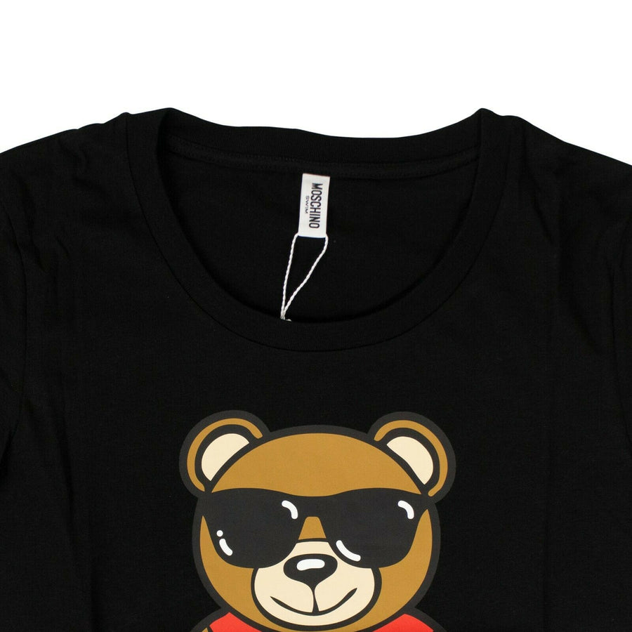 Bear Graphic Print Short Sleeve T-shirt -Black