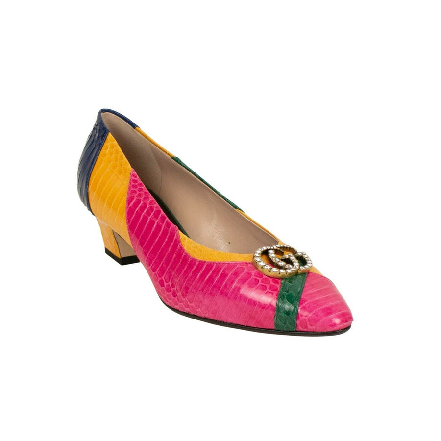 Women's Leather Snakeskin Pump - Multicolored