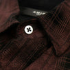 Genuine Leather Plaid Button Down Shirt - Burgundy / Black