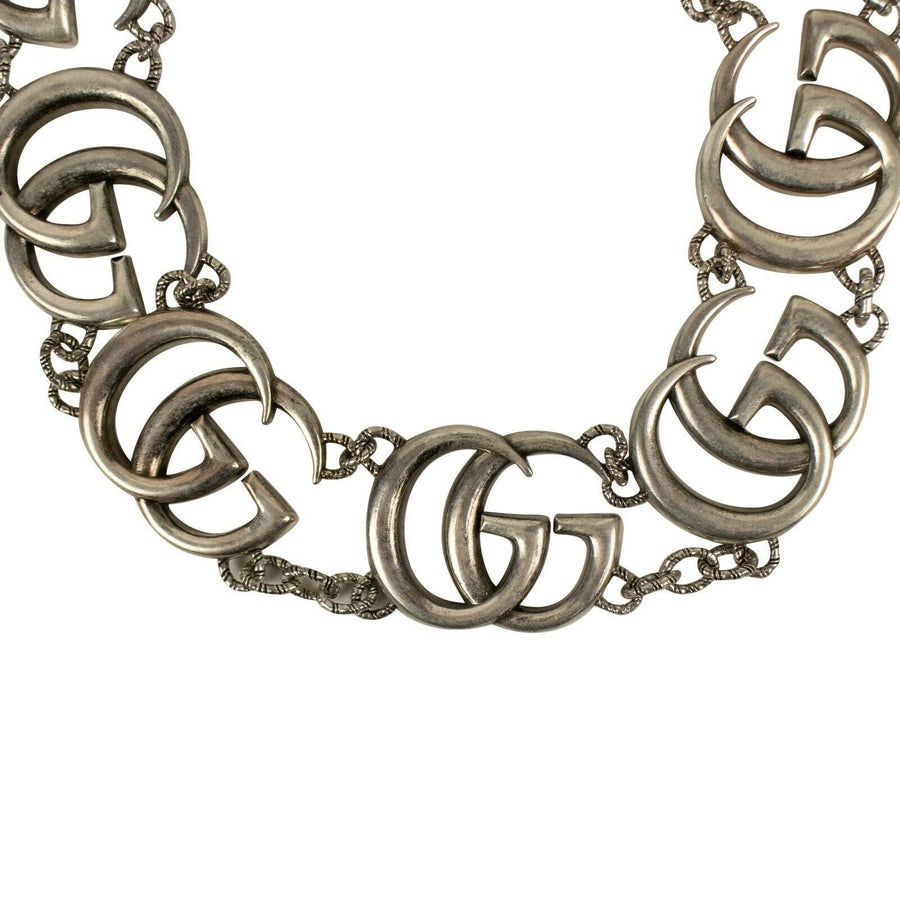 Sterling Silver GG Marmont Interlocking G Necklace - Silver