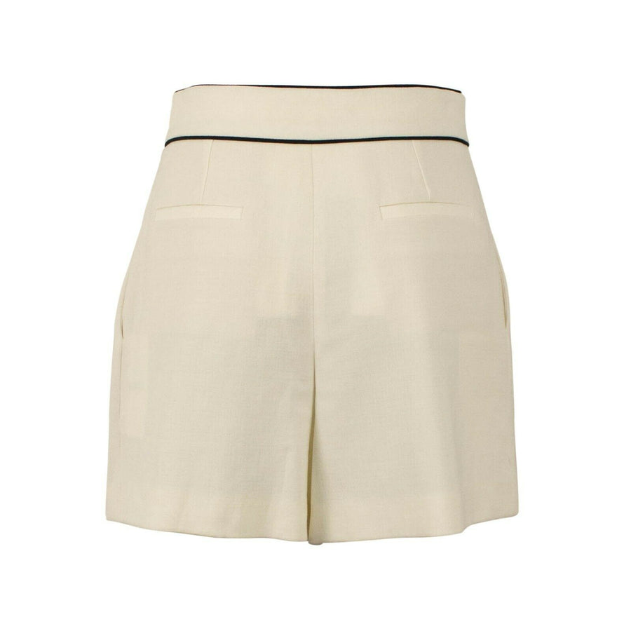 Pleated Front Wool Blend Shorts - Ivory