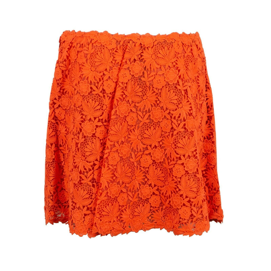 Floral Embroidered Skirt - Neon Orange