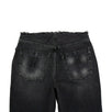 Cotton Frayed Tapered Jeans Pants - Black