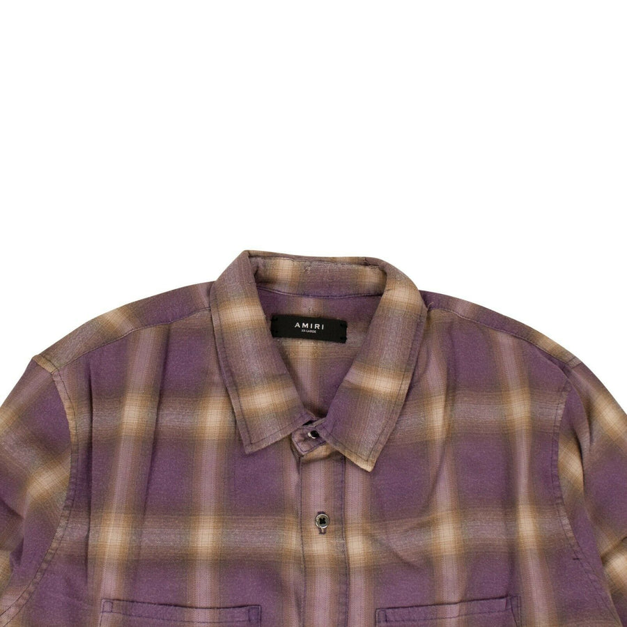 Shotgun Plaid Button Down Shirt - Purple