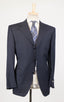 Drop 6 Striped Wool 3 Button Suit - Navy Blue