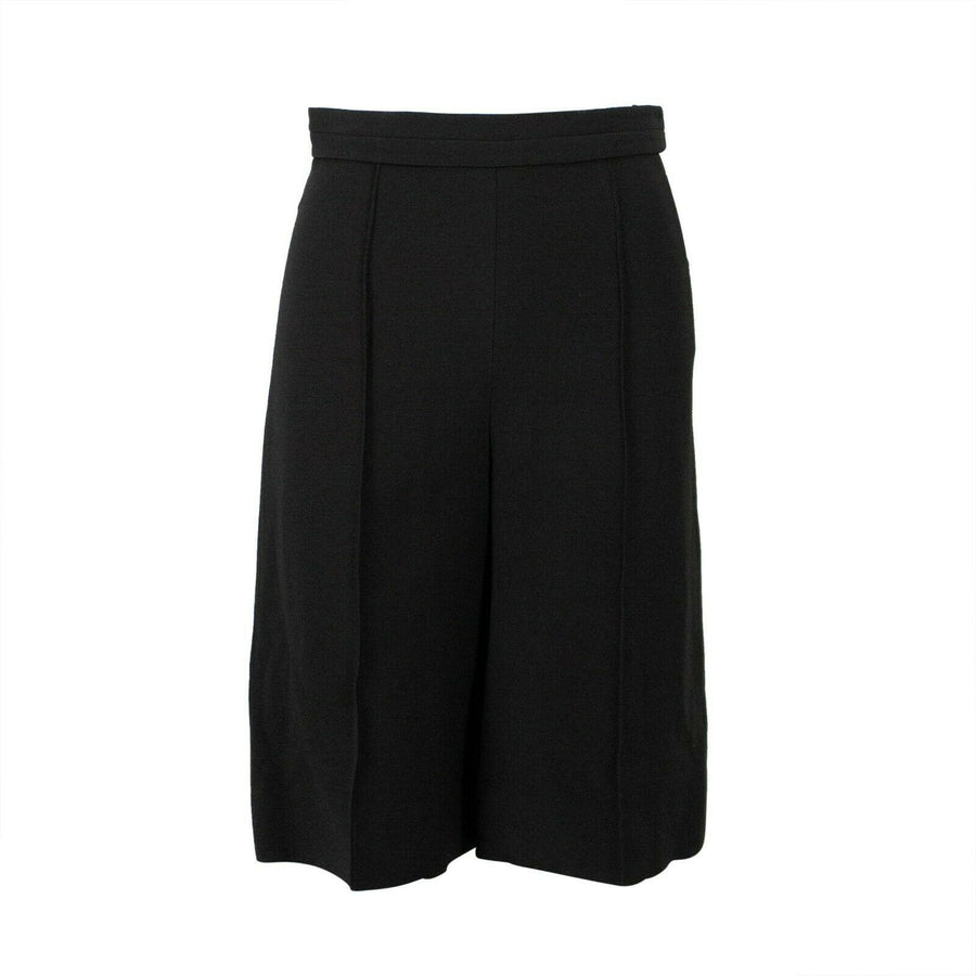 Wool Wide Leg Skort Shorts - Black