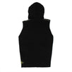 Cotton Printed Sleeveless Zip-Up Sweater - Black