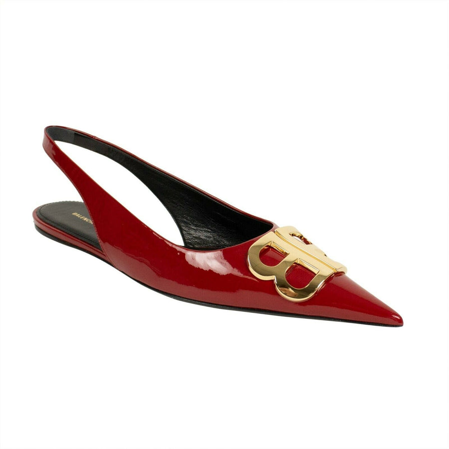 BB Patent Leather Slingback Ballerina Flats - Red