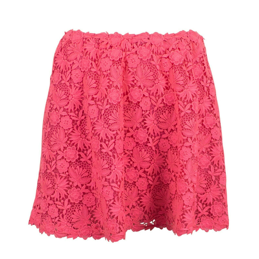 Floral Embroidered Skirt - Neon Pink