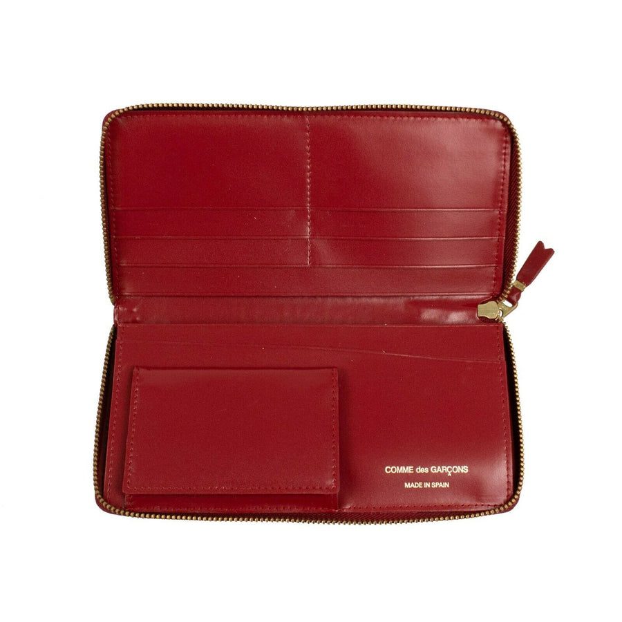 Leather Letter Embossed Zip Around Wallet - Red