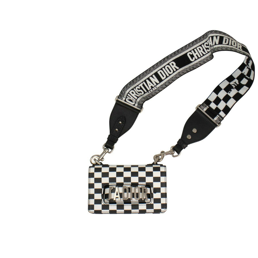 Checkered Leather J'ADio(r)evolution Hand Bag - Black / White