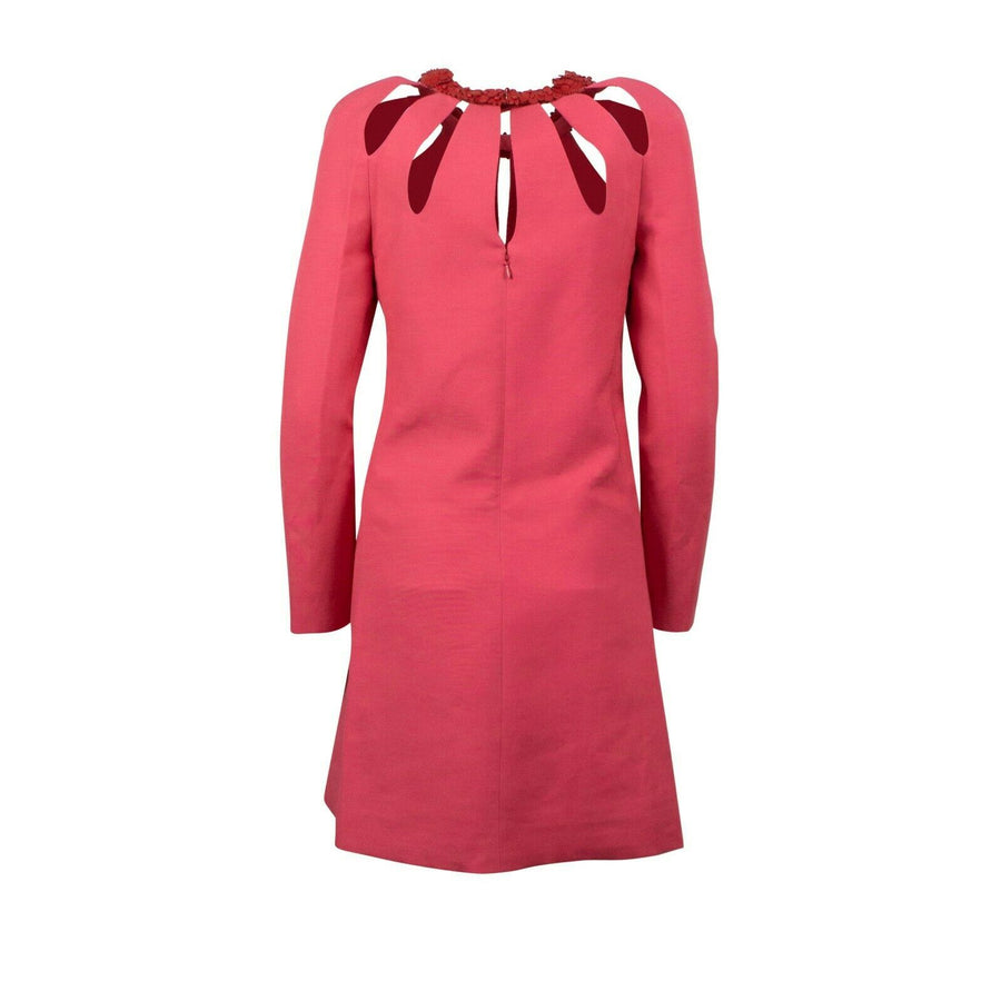 Wool Blend Cut Out Shift Dress - Pink