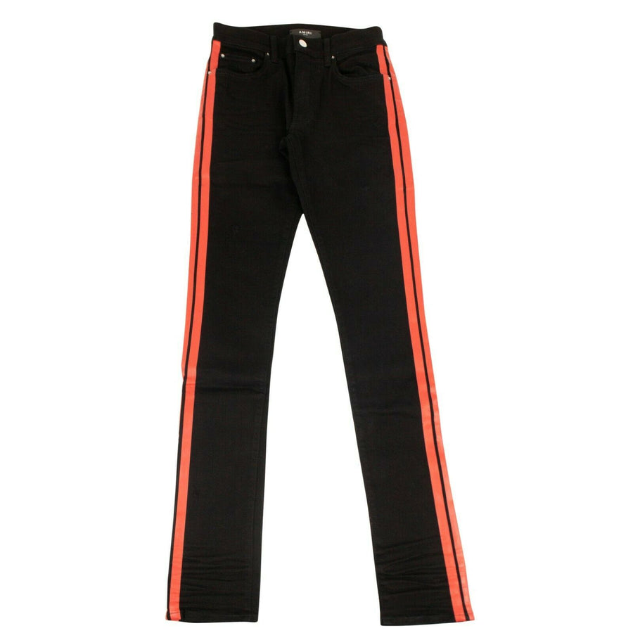 Denim Skinny Red Side Stripe Jeans - Black