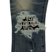 Denim Skinny Bandana Distressed Jeans - Dark Blue