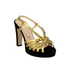 Women's Crystals Sandals Pumps - Black And Gold